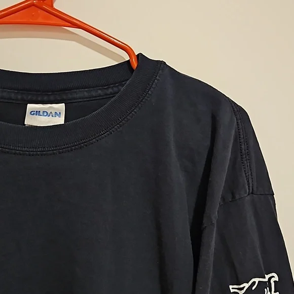 Merrill Lynch logo on arm navy blue long sleeve graphic tee Lg. Read for cond. - Picture 9 of 9